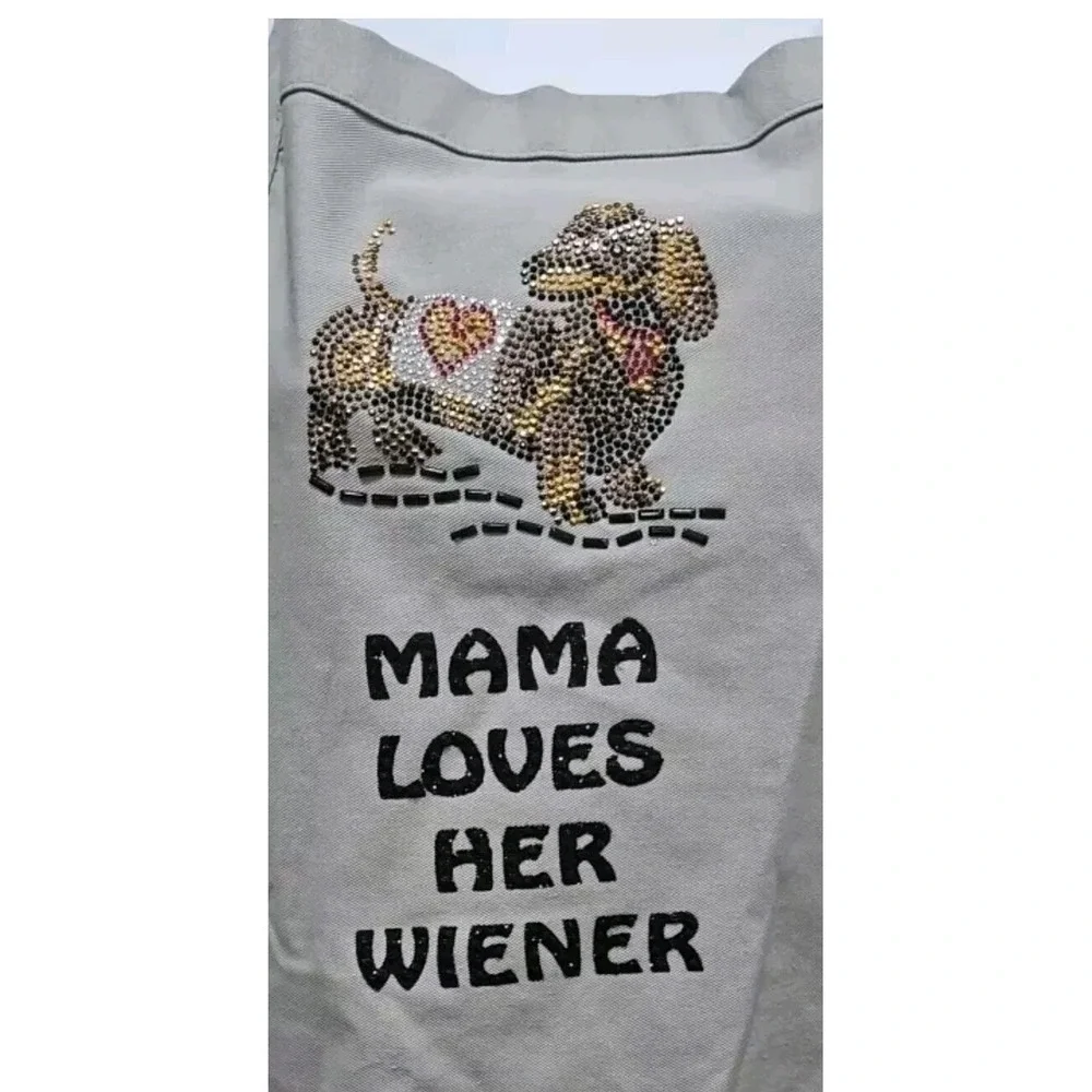 Apron Dog Mama Loves Her WeinerDog Dachshund Cooking Art Crafts Kitchen Pockets